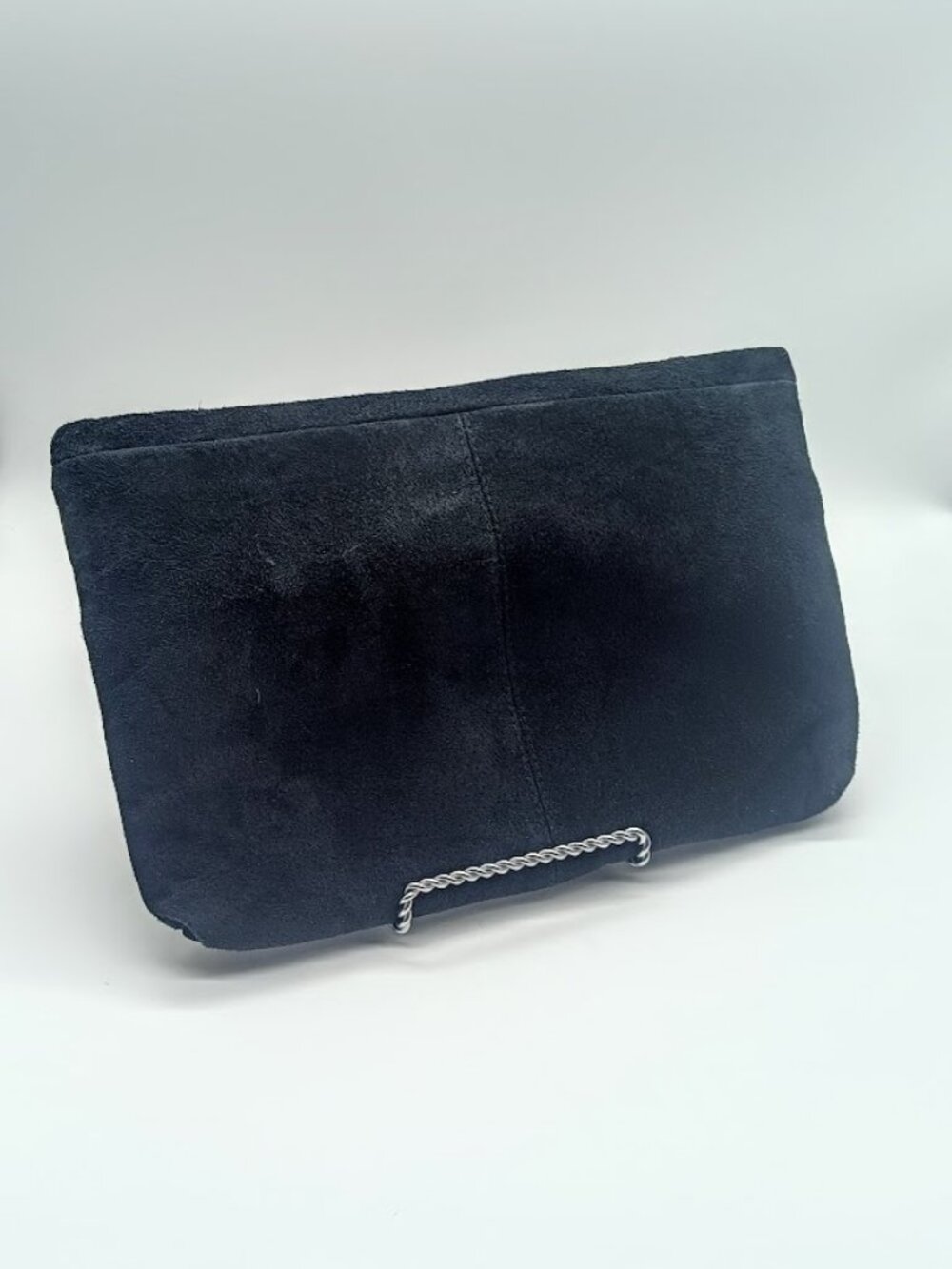 Vintage Black Suede Leather Clutch Bag